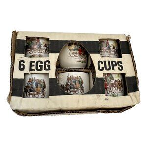 Churchill‎ Egg Cups China British Coach Scenes Set 6 Original Box Vintage New UK